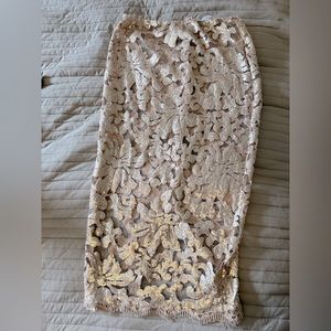 WANTMYLOOK sheer floral sequined holiday skirt